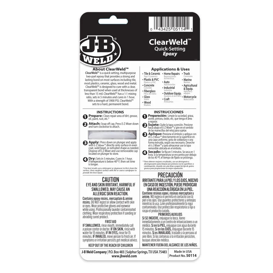 J-B Weld 14ml ClearWeld Syringe