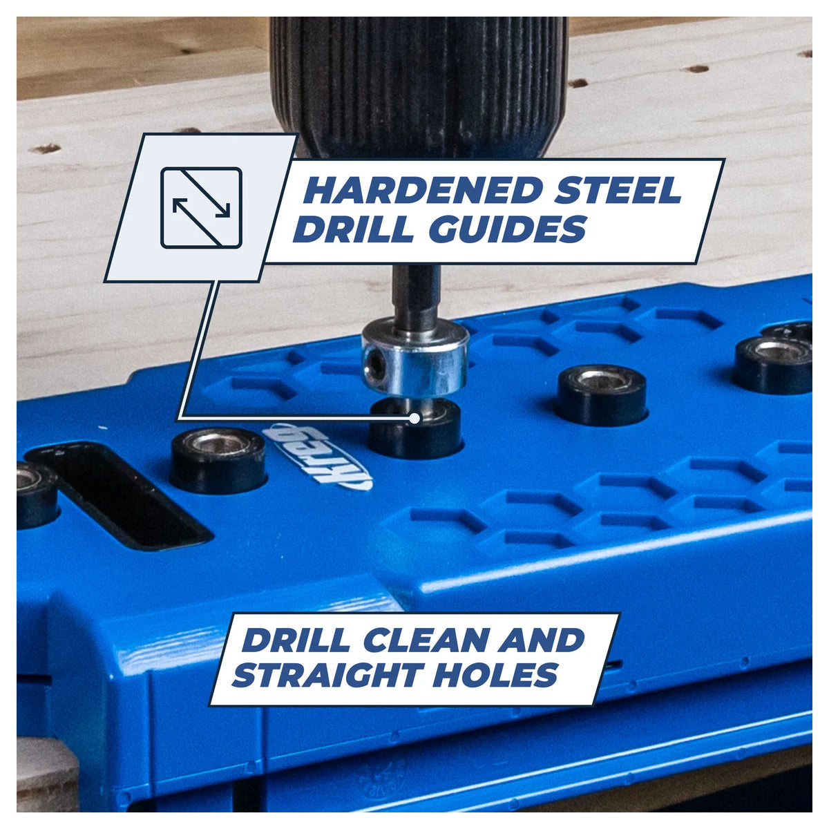 Kreg 5mm Shelf Pin Drilling Jig - hardened steel drill guides (KGKMA3232)