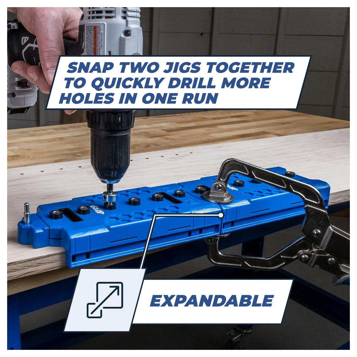 Kreg 5mm Shelf Pin Drilling Jig - expandable jig connection (KGKMA3232)