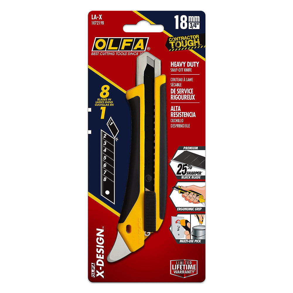 OLFA LA-X 18mm Heavy-Duty X-Series Fibreglass Utility Knife with Rubber Grip