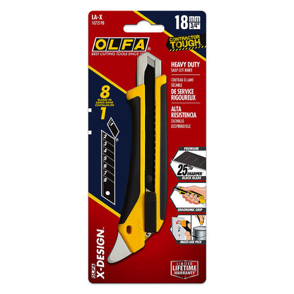 OLFA LA-X 18mm Heavy-Duty X-Series Fibreglass Utility Knife with Rubber Grip