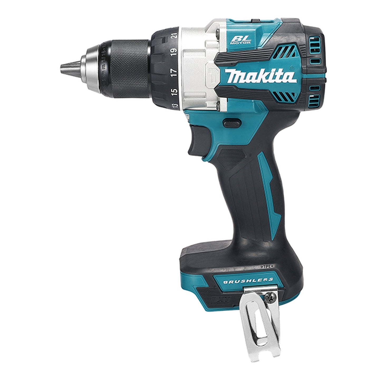 Makita DHP489Z 18V LXT brushless 1/2-inch hammer drill-driver on a white background