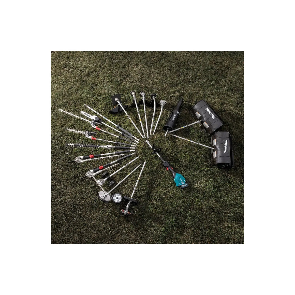 Makita split shaft attachments arranged with DUX18Z power units
