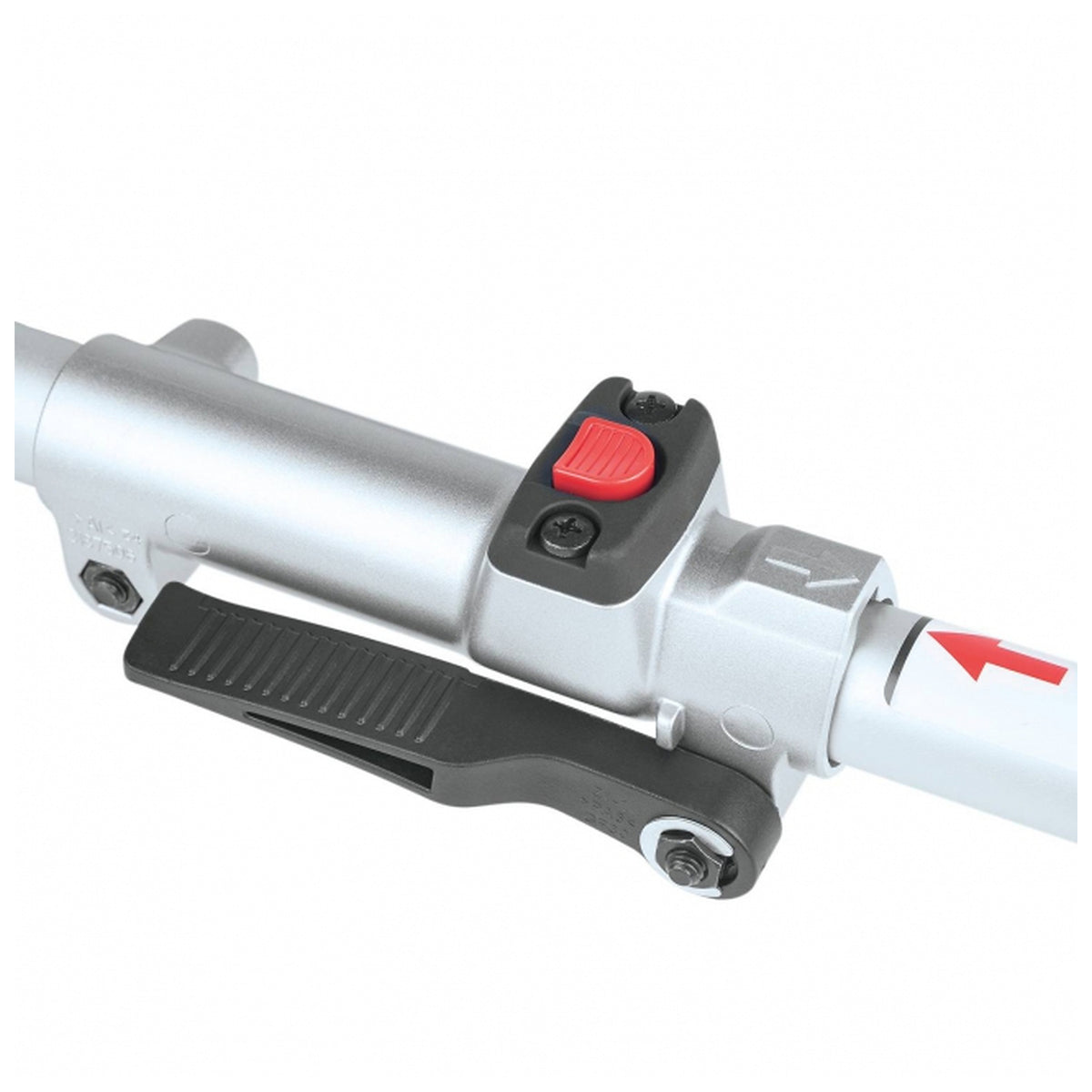 Makita DUX18Z lever-style locking system close-up on a white background