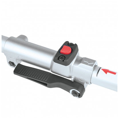 Makita DUX18Z lever-style locking system close-up on a white background