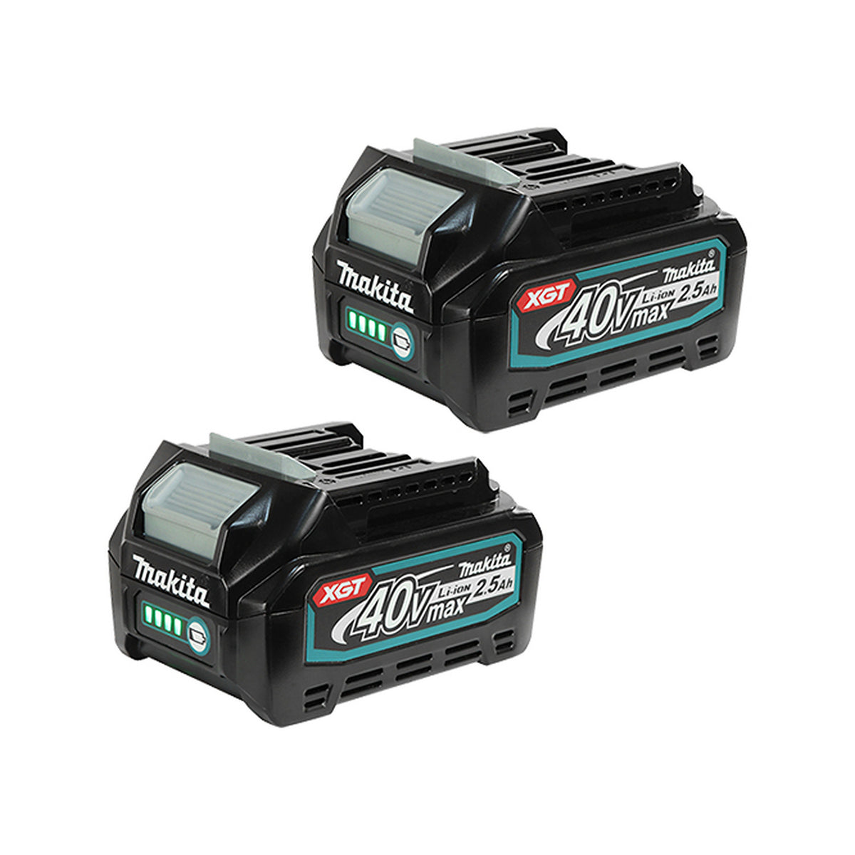 Two Makita BL4025 40V MAX XGT 2.5Ah batteries included in DK0178G204