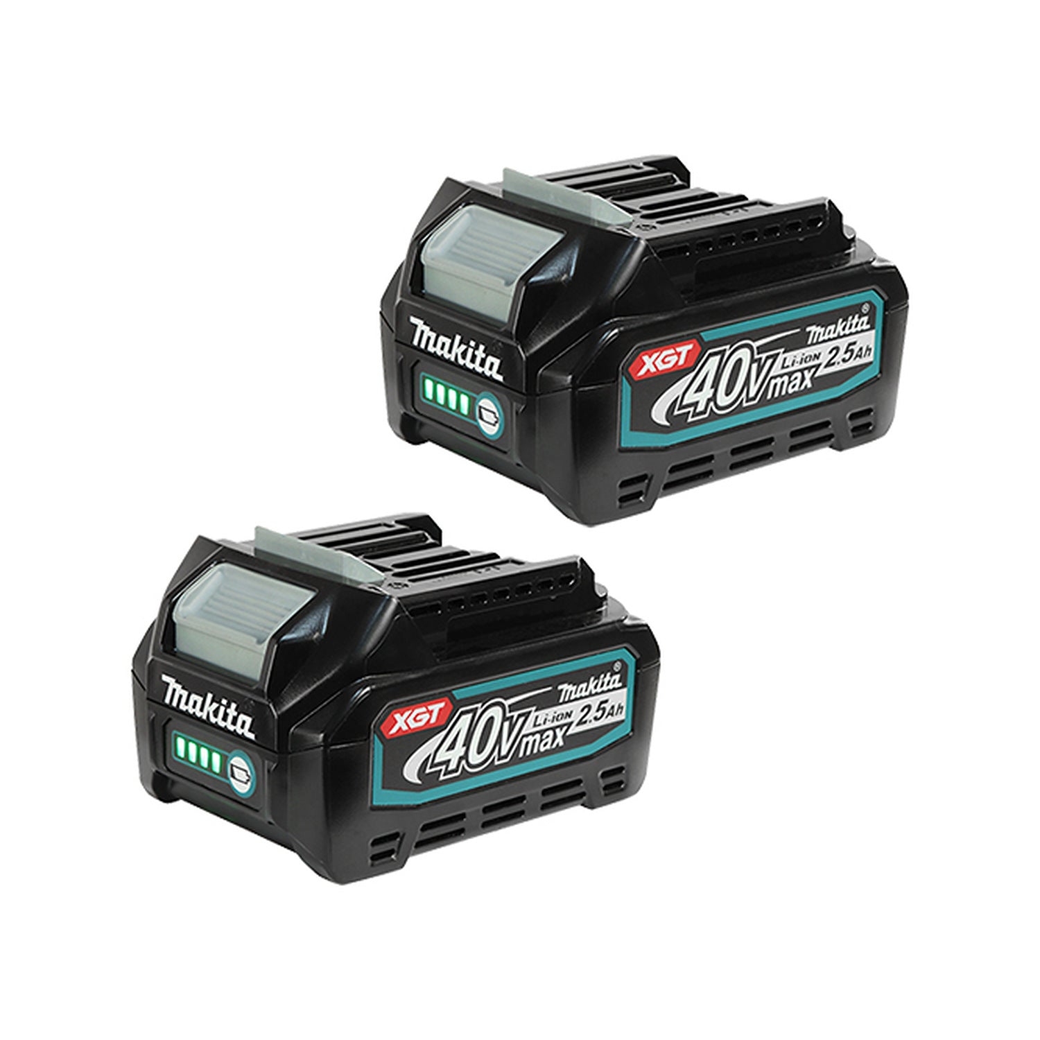 Two Makita BL4025 40V MAX XGT 2.5Ah batteries included in DK0178G204