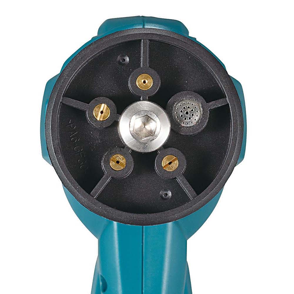 Close-up of the Makita DHW180Z 5-in-1 spray nozzle head