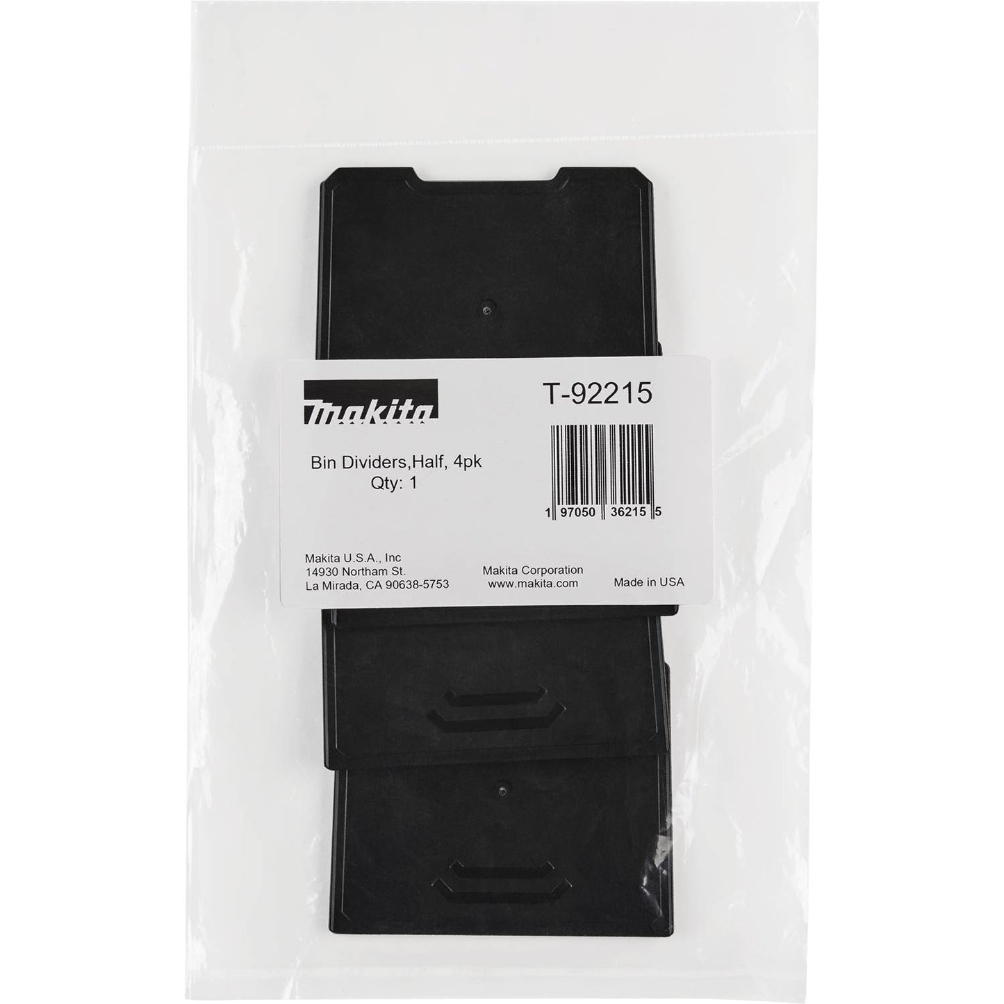 Makita MAKTRAK Half Standard Bin Dividers - 4pk
