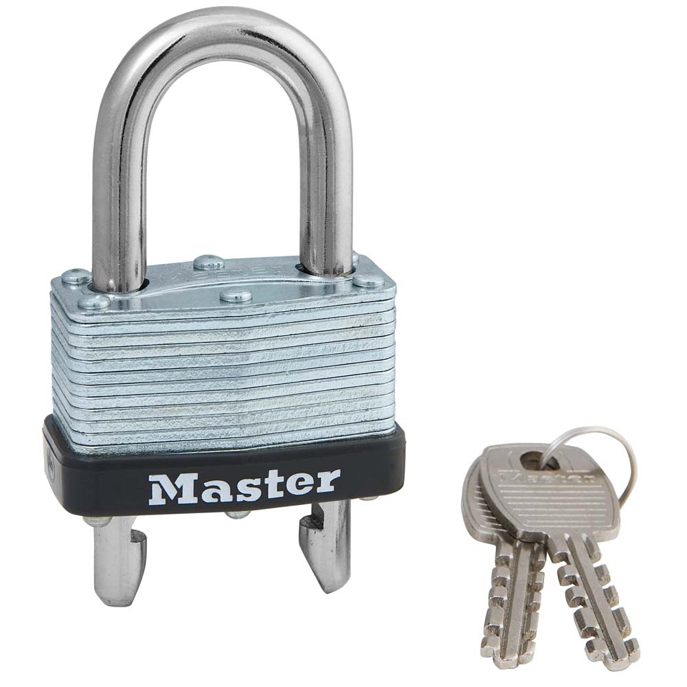 Master Lock 1-3/4in Wide Laminated Steel Warded Padlock with Adjustable Shackle