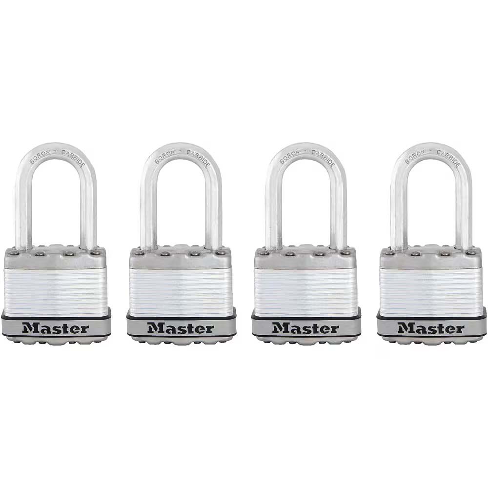 Master Lock Magnum 1-3/4in Wide Laminated Padlocks with 1-1/2in Shackle - 4pk