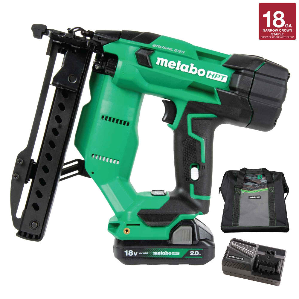 Metabo HPT N1808DAM 18V MultiVolt Cordless Brushless 16 Gauge 7/16in Standard Crown Stapler Kit