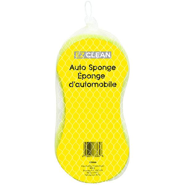 EZ Clean 9in x 2-1/2in Kidney-Shaped Auto Sponge - Yellow