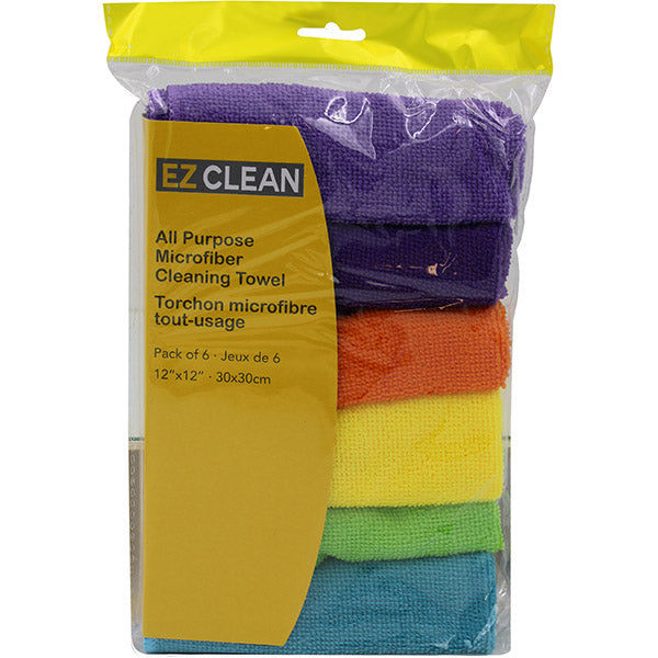 EZ Clean 12in x 12in Microfibre Cleaning Cloths - 6pk