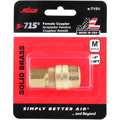 Milton 1/4in FNPT Brass M-Style Coupler