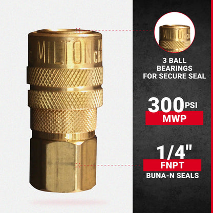 Milton 1/4in FNPT Brass M-Style Coupler