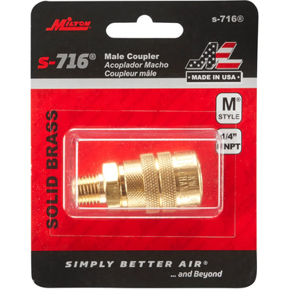 Milton 1/4in MNPT M-Style Brass Coupler