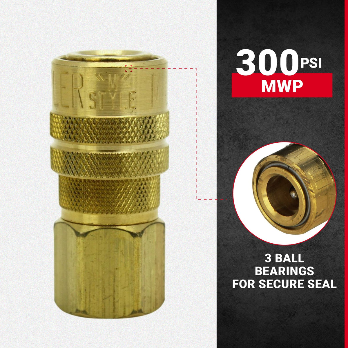 Milton 3/8in FNPT M-Style Brass Coupler