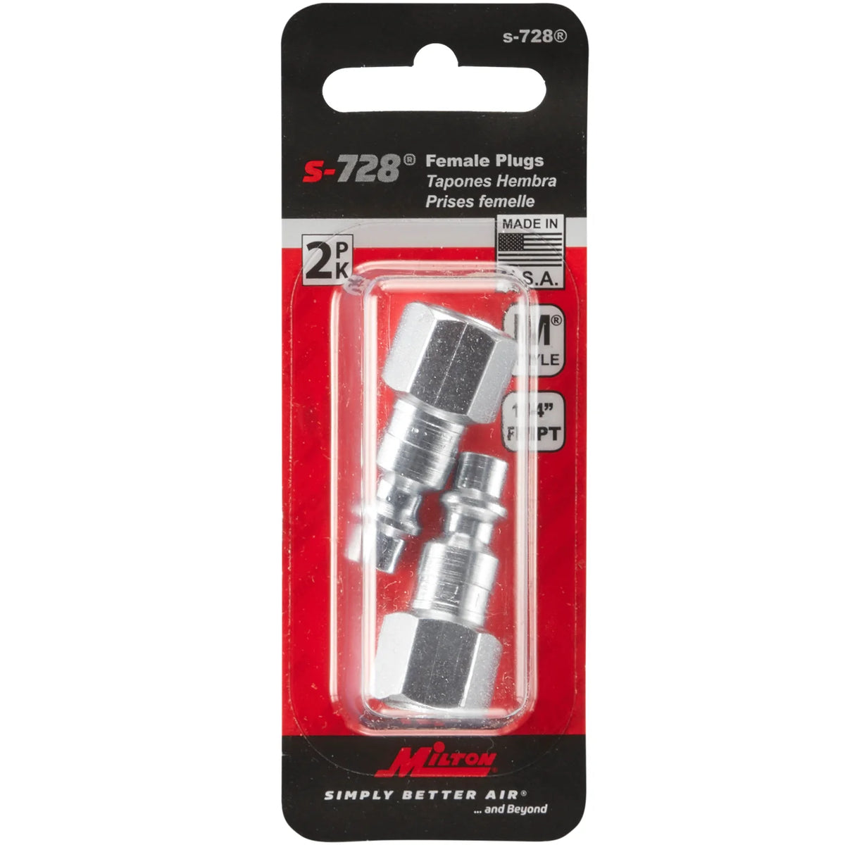 Milton 1/4in FNPT M-Style Plugs - 2pk