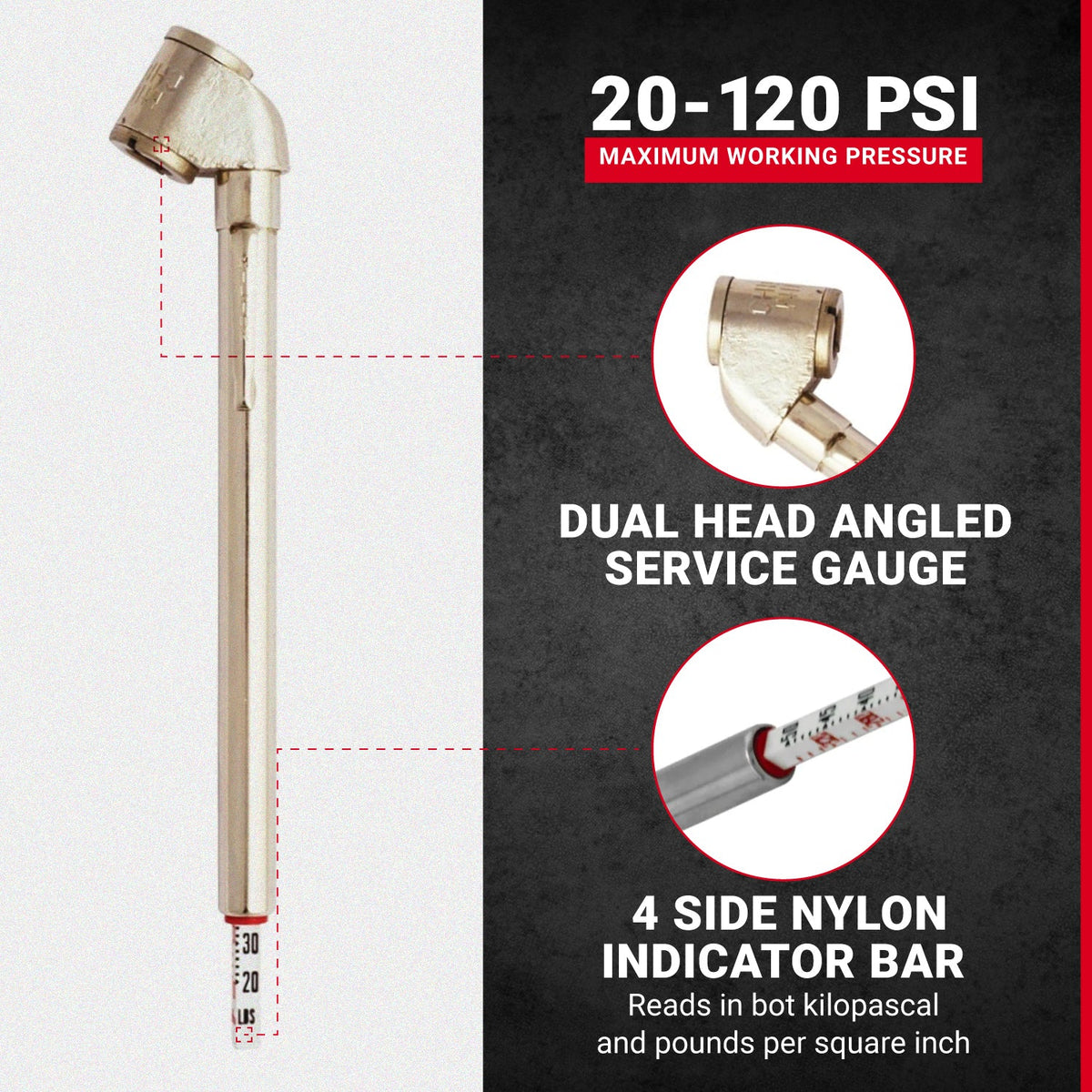 Milton 120 PSI Heavy Duty Dual Head Truck Tire Gauge