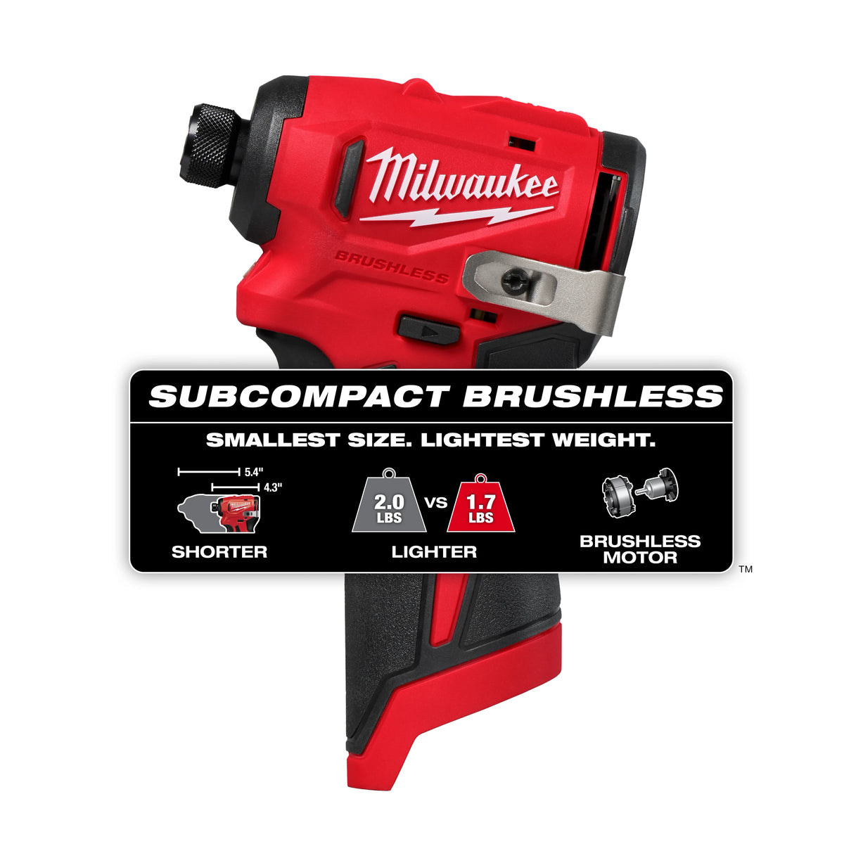 Milwaukee 3450-20 M12 cordless brushless subcompact 1/4-inch hex impact driver