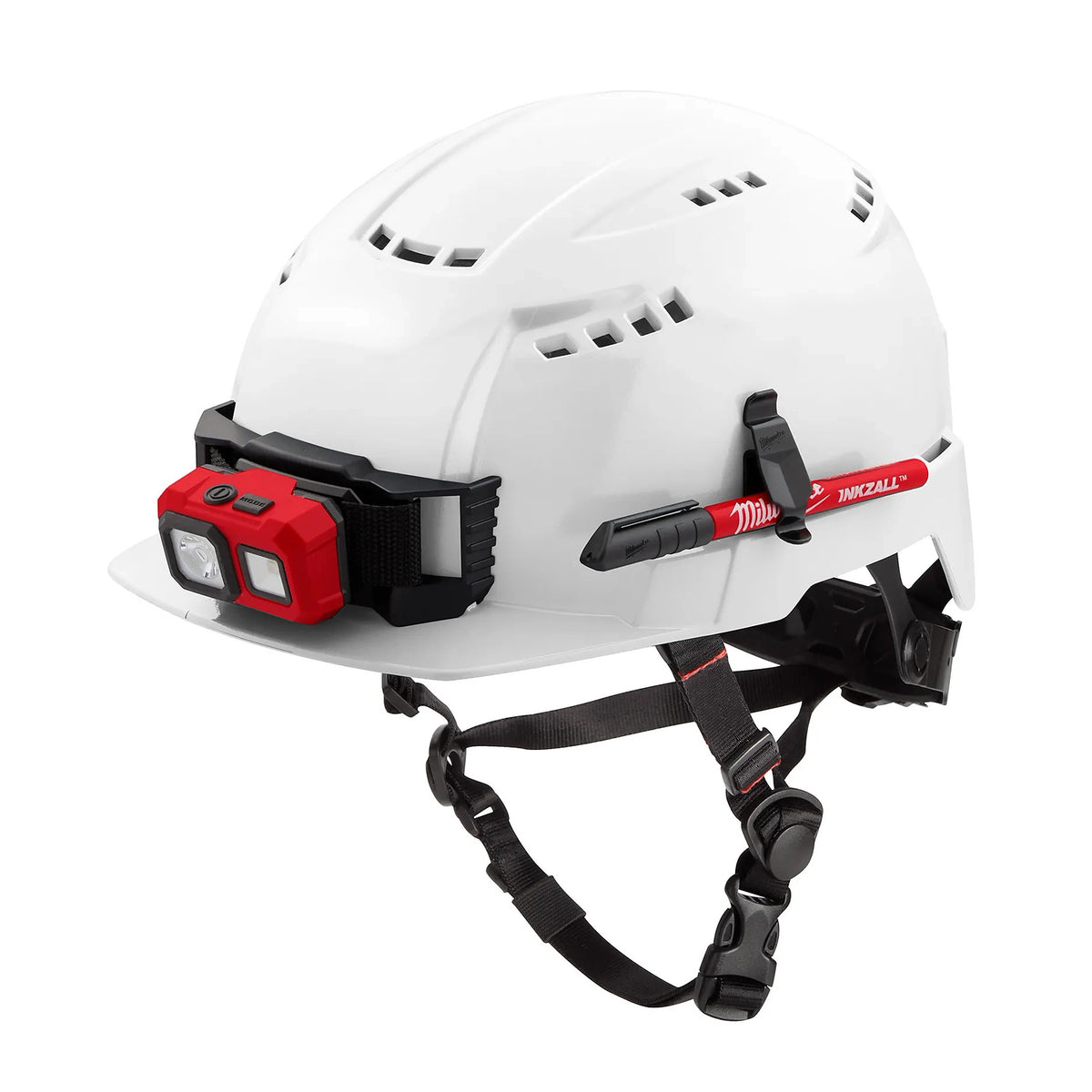 Milwaukee BOLT white safety helmet rear accessory view