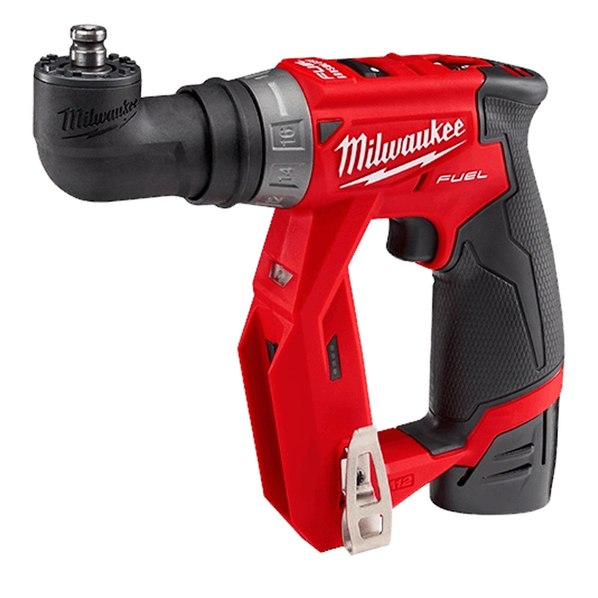 Milwaukee 2505-22 M12 FUEL installation drill/driver right-angle attachment side view