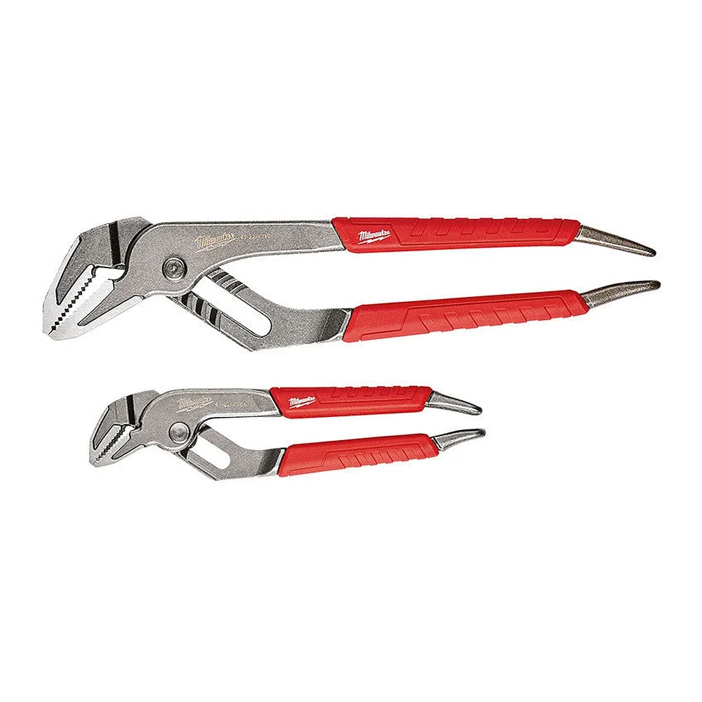 Milwaukee MF48-22-6330 two-piece 6-inch and 10-inch comfort grip straight-jaw pliers set on a white background