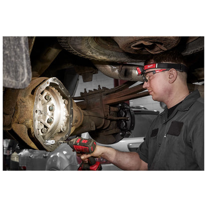 Milwaukee 2012R rechargeable headlamp used for automotive repair