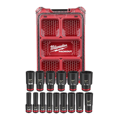 Milwaukee SHOCKWAVE 1/2in SAE deep impact socket set contents