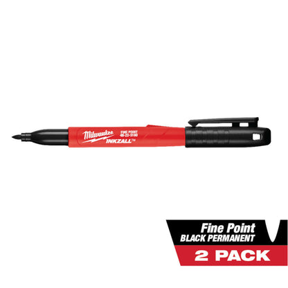 Milwaukee 48-22-3105 INKZALL Black Fine Point Jobsite Markers - 2pk