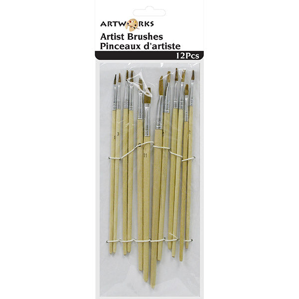 Modern Houseware Artist Paint Brushes Assorted Set - 12pk
