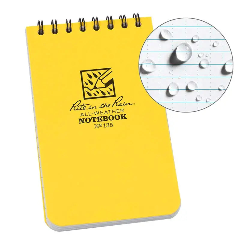 Ritein the Rain All-Weather 3in x 5in Top Spiral Pocket Yellow Notebook