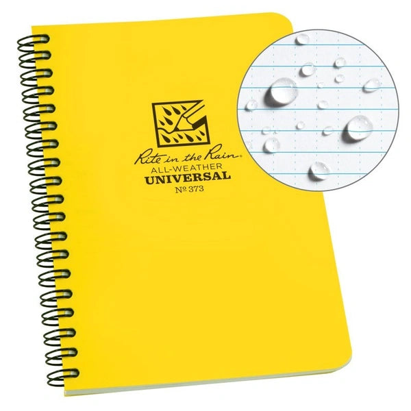 Ritein the Rain All-Weather 4-5/8in x 7in Side Spiral Pocket Yellow Notebook
