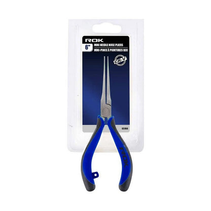 ROK 65166 6-inch mini needle nose pliers in retail packaging