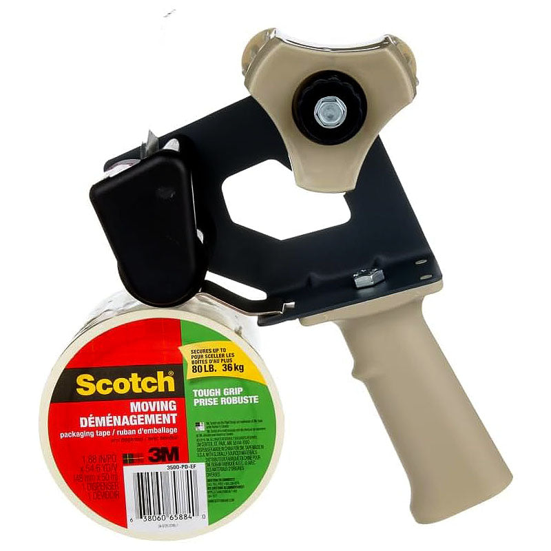 Scotch Tough Grip Moving Packaging Tape with Dispenser 3500-PD-ESF 1.88 Inch x 54.6 Yd (48 Mm x 50 M)