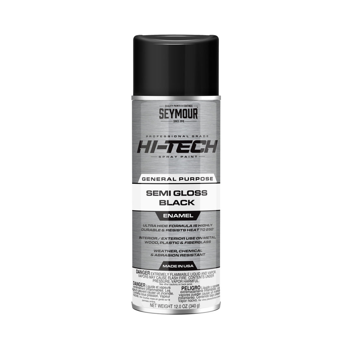 Seymour 12oz Hi-Tech Enamel Spray Paint - Semi Gloss Black