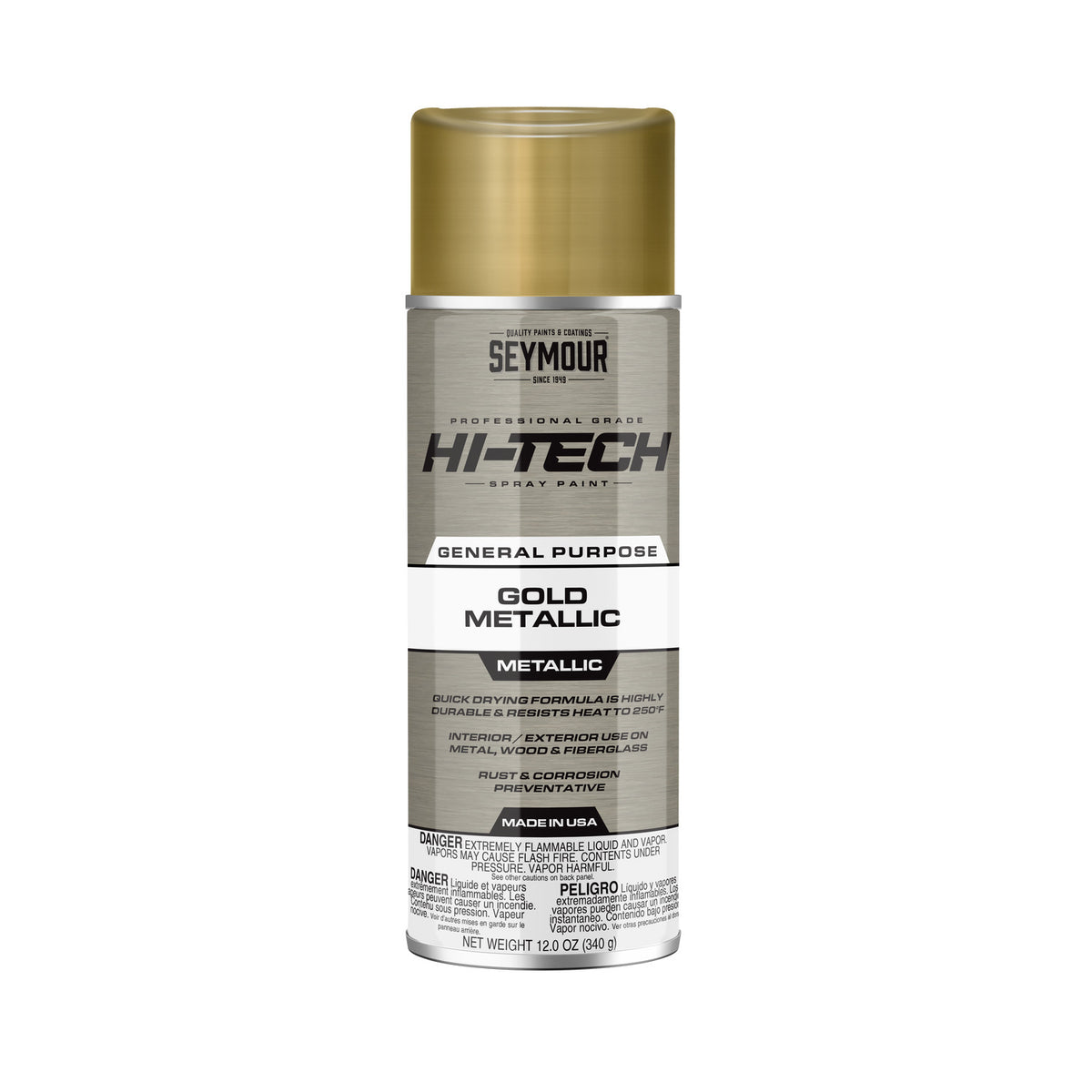 Seymour 12oz Hi-Tech Metallic & Lacquers Spray Paint - Gold Metallic