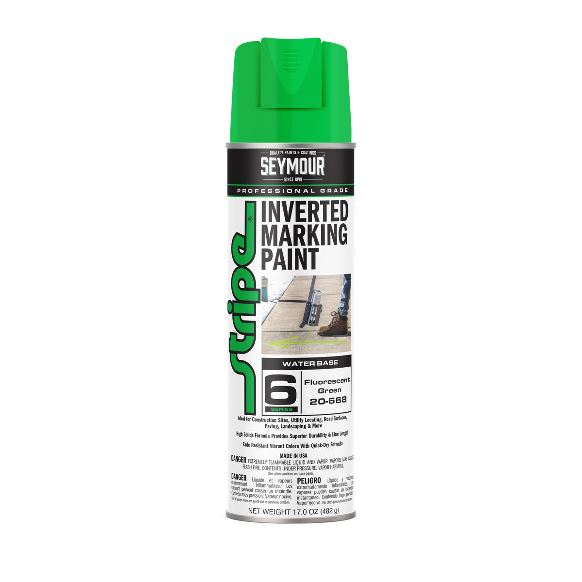 Seymour Stripe 6-Series 17oz Inverted Ground Marking Paint - Fluorescent Green