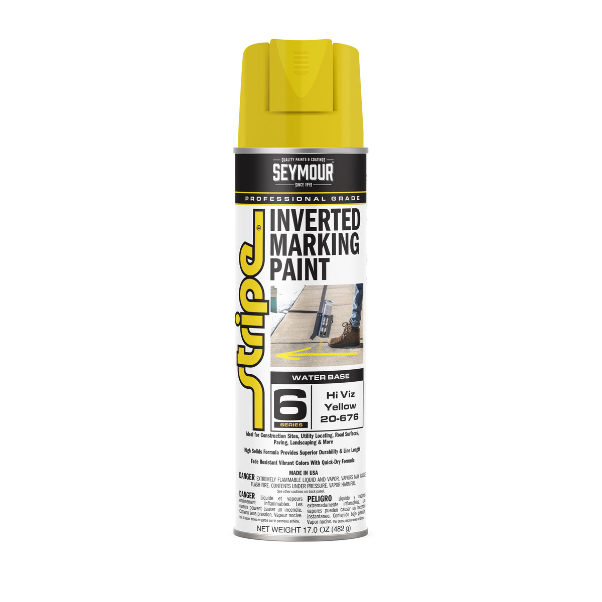 Seymour 17oz Inverted Ground Marking Spray Paint - Hi-Viz Yellow