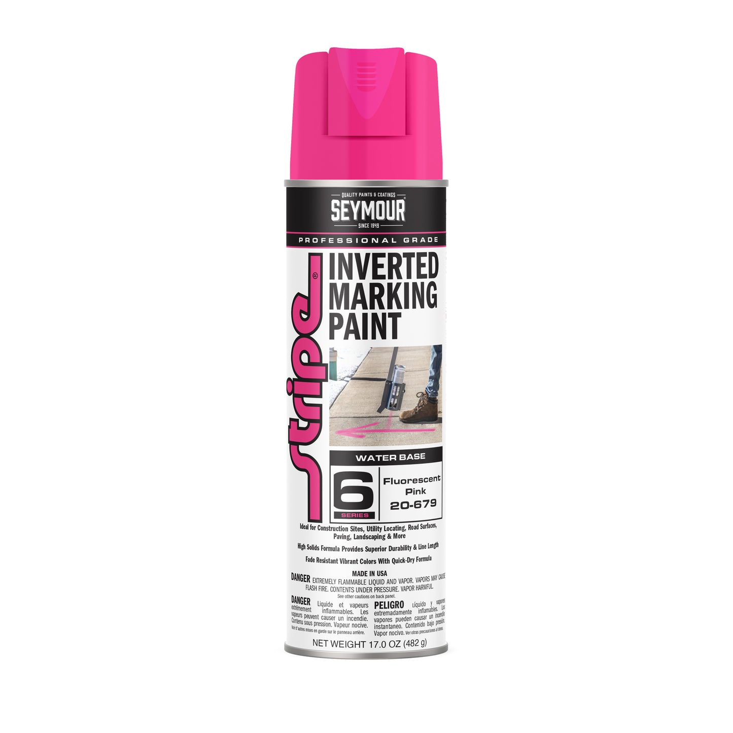Seymour 17oz Inverted Ground Marking Spray Paint - Fluorescent Hot Pink