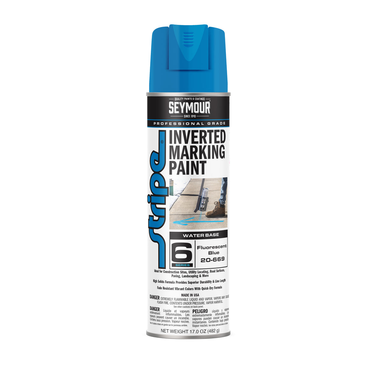 Seymour Stripe 6-Series 17oz Inverted Ground Marking Paint - Fluorescent Blue