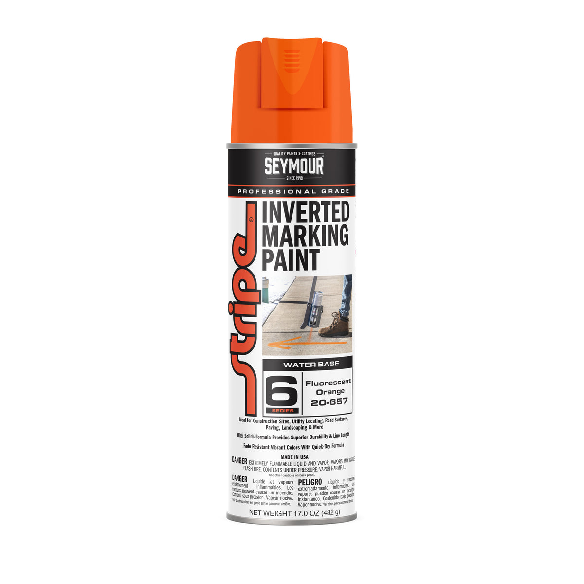 Seymour Stripe 6-Series 17oz Inverted Ground Marking Paint - Fluorescent Orange