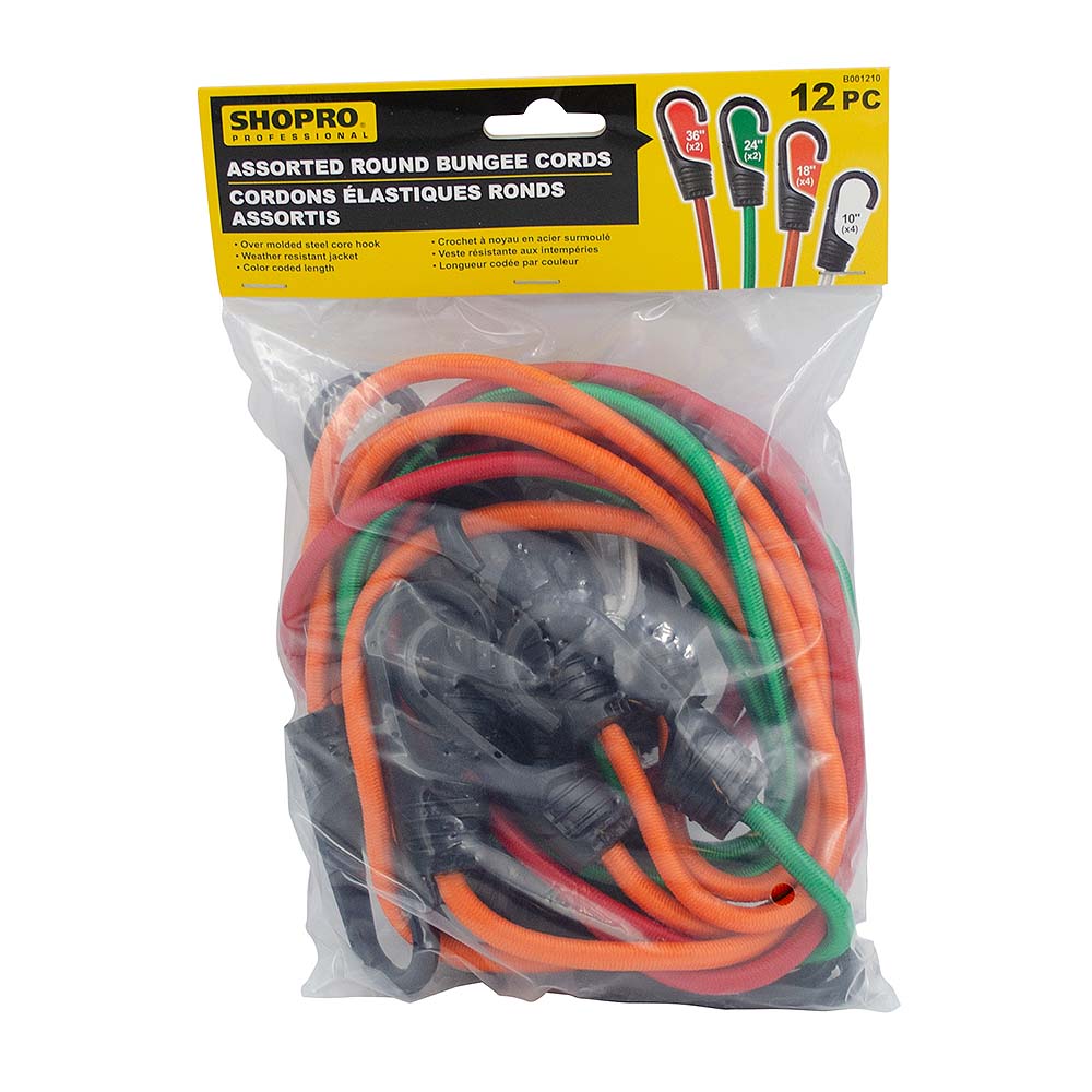 SHOPRO 12pc Assorted Bungee Cord Set
