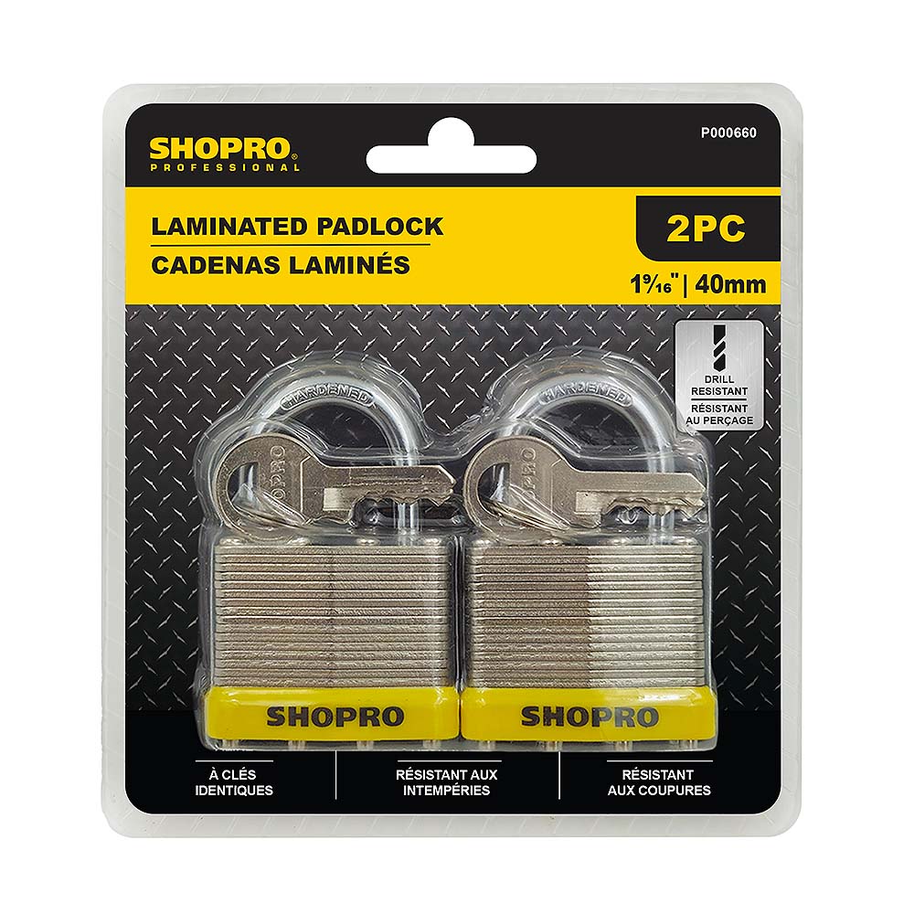 SHOPRO 1-9/16in Laminated Padlocks - 2pk
