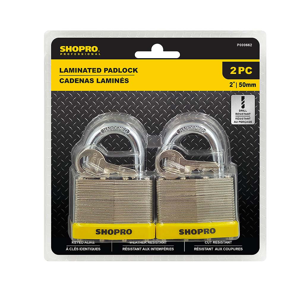 SHOPRO 2in Laminated Padlocks - 2pk