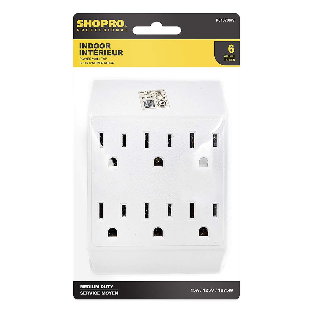 SHOPRO 6-Outlet Power Wall Tap