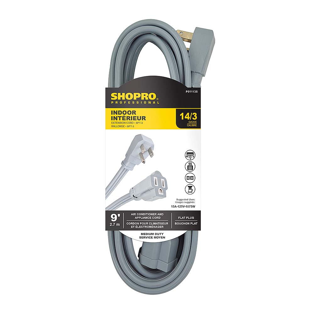 SHOPRO 9' 14/3 SPT-3 Air Conditioner and Appliance Indoor Extension Cord