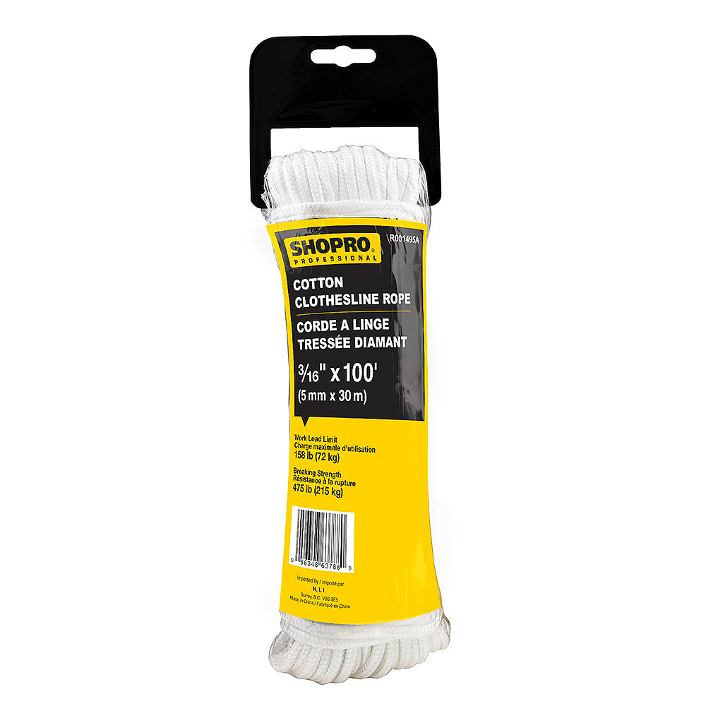SHOPRO 3/16in x 100' Poly Diamond Braid Clothesline