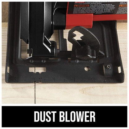 SKIL 5180-01 integrated dust blower feature graphic in English